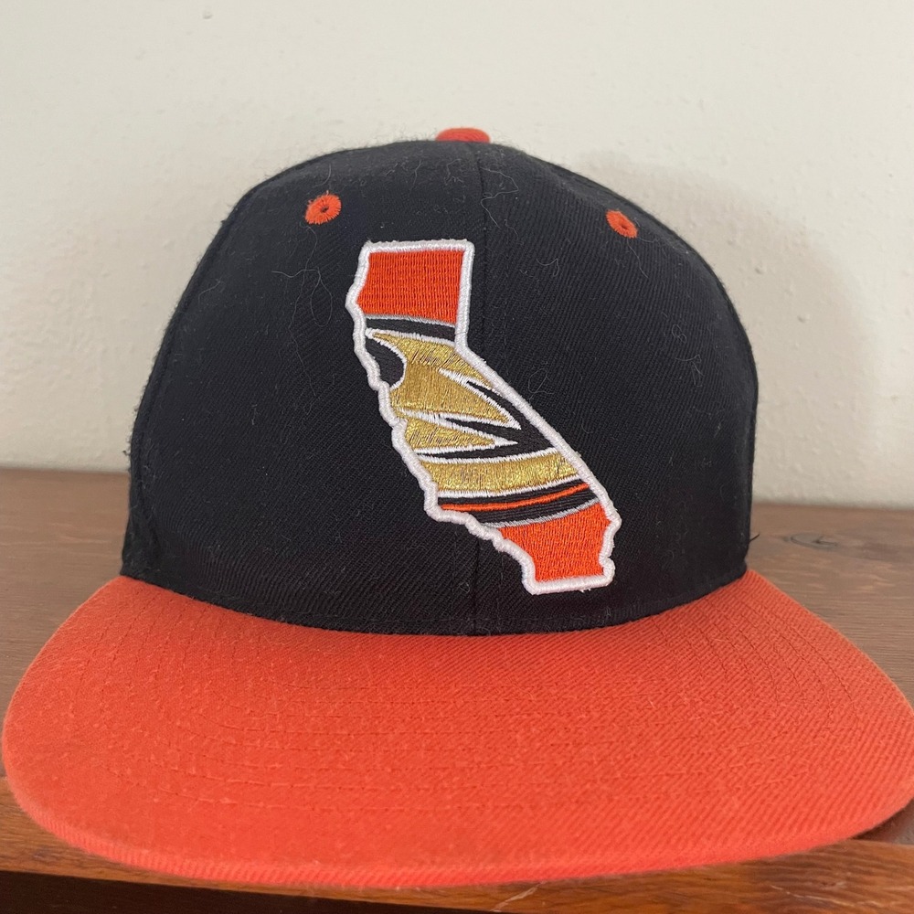 Zephyr Anaheim Mighty Ducks Hat California One Size Black Snapback Black Wool‎